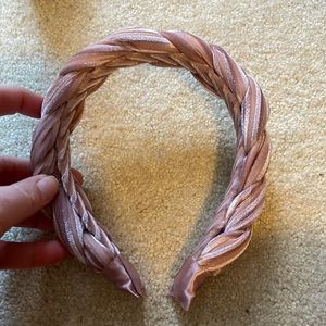 EUC Velvet Pink Braided Headband